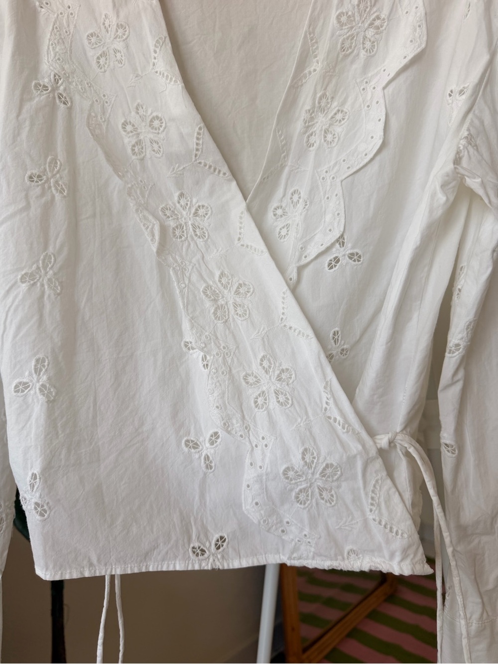 Zara White Eyelet Wrap Blouse - Picture 6 of 10